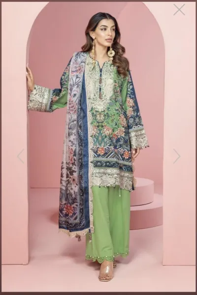 Pakistani Original Khaadi Stitched 3Pcs_ Jade Green 